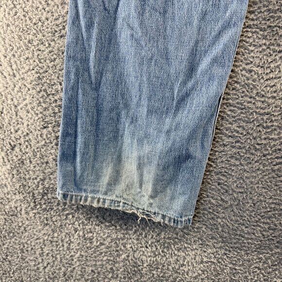 Vintage Ecko Unltd Jeans men's 36 Blue Denim Light Baggy Thrashed Y2k NO BUTTON - Picture 10 of 13